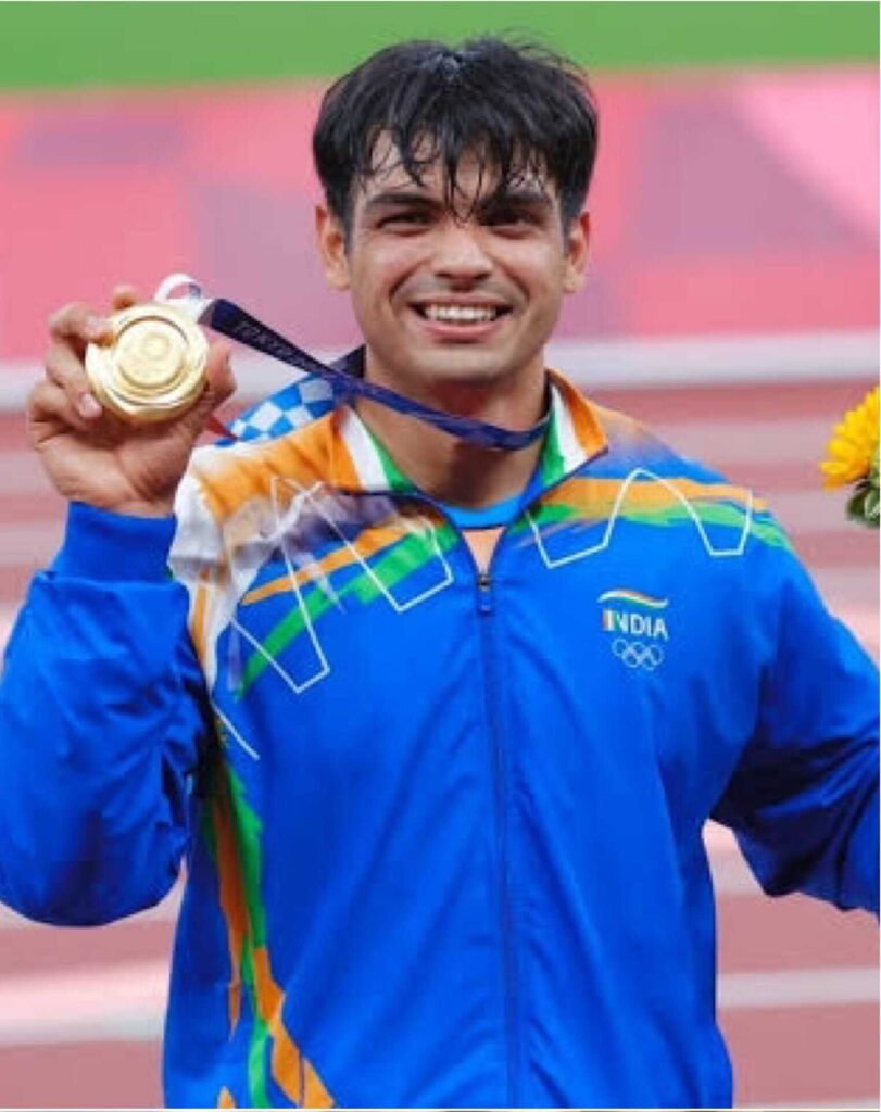 NEERJ CHOPRA PHOTO WTH GOLD MEDAL 